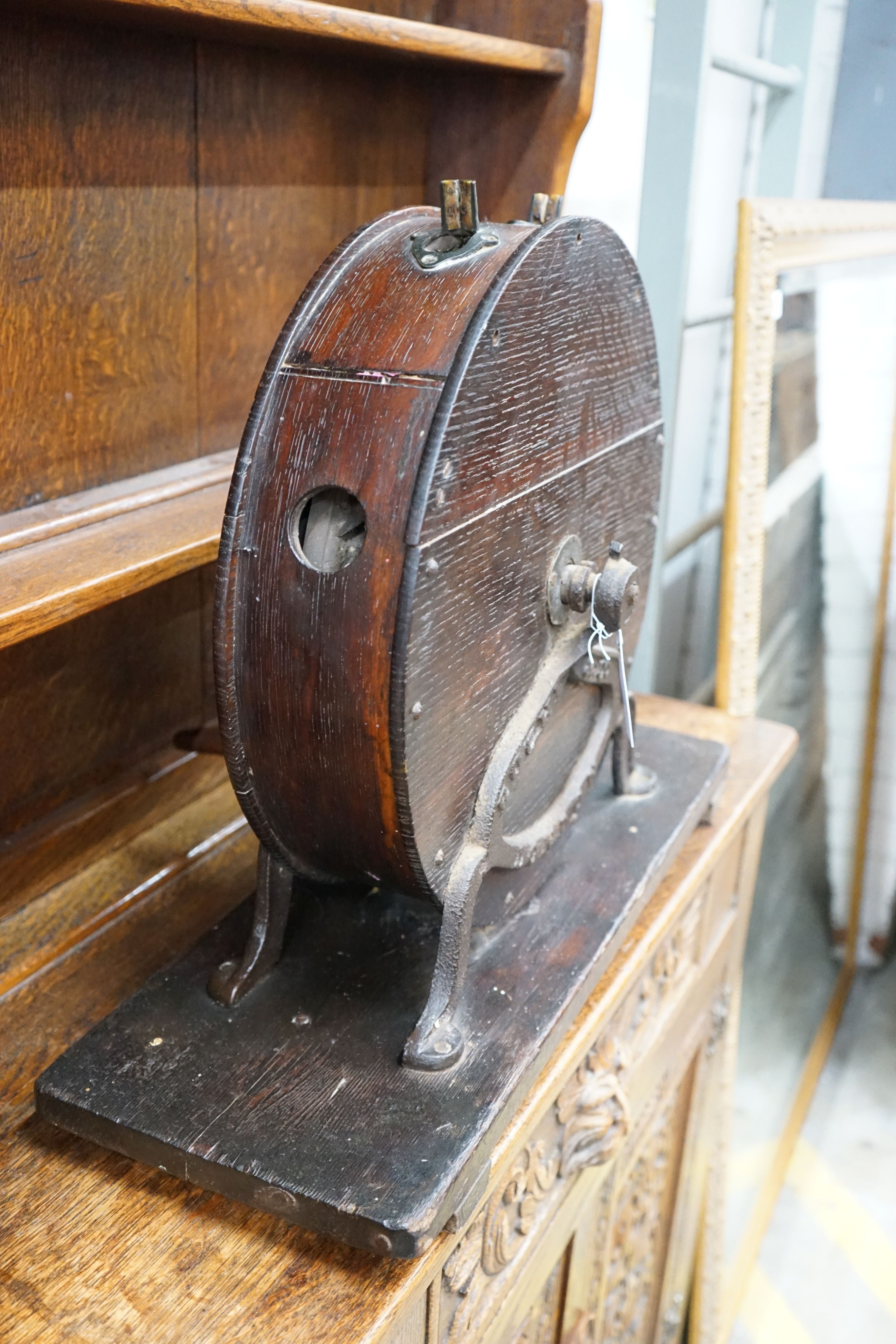 A Victorian oak knife cleaner, height 45cm